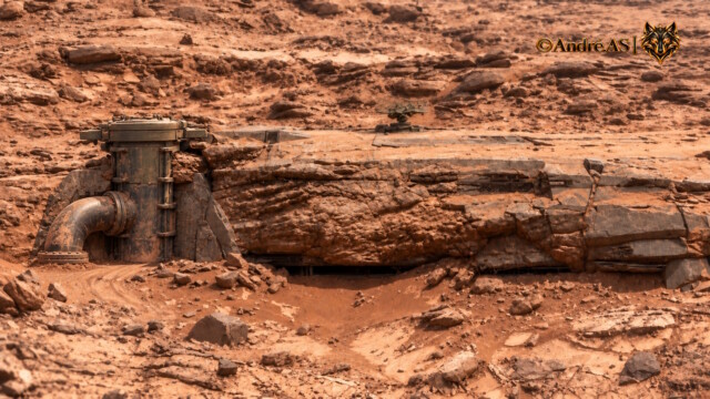 Curiosity — Sol 1885 — image source NASA/JPL-Caltech.
<a href="https://mars.nasa.gov/raw_images/461987/?site=msl" target="_blank" rel="noopener">Accéder à la source d’origine</a> Curiosity Sol 1885 — illustration comparative d’une formation martienne évoquant l’entrée d’une galerie menant à une installation souterraine