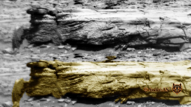 Curiosity — Sol 1885 — image source NASA/JPL-Caltech.
<a href="https://mars.nasa.gov/raw_images/461987/?site=msl" target="_blank" rel="noopener">Accéder à la source d’origine</a> Curiosity Sol 1885 — formation martienne évoquant l’entrée d’une galerie menant à une installation souterraine