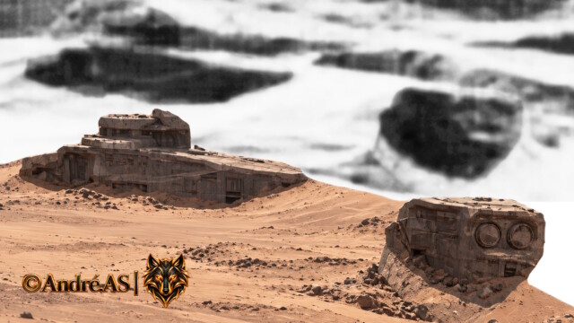 Source d’origine : Gigapan 235411 — lien actuellement indisponible.
<a href="http://www.gigapan.com/gigapans/235411" target="_blank" rel="noopener">Accéder à la source d’origine</a> Curiosity Sol 4248 — illustration comparative de formations martiennes évoquant une base