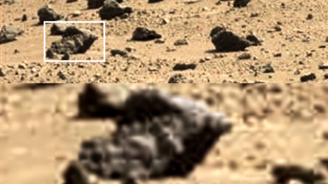 Curiosity — Sol 663 — image source NASA/JPL-Caltech.
<a href="https://mars.nasa.gov/msl-raw-images/msss/00663/mcam/0663ML0028200040303363E01_DXXX.jpg" target="_blank" rel="noopener">Voir l’image source</a> Curiosity Sol 663 — formation martienne évoquant une mitrailleuse de poignet à canons rotatifs