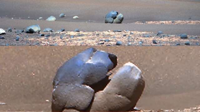 Perseverance — Sol 708 — image source NASA/JPL-Caltech.
<a href="https://mars.nasa.gov/mars2020/multimedia/raw-images/ZL0_0708_0729786329_784EBY_N0330612ZCAM08702_1100LMJ" target="_blank" rel="noopener">Voir l’image source</a> Perseverance Sol 708 — formation martienne évoquant un casque